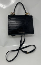Load image into Gallery viewer, Steve Madden Womens Black Croc-Embossed Inner Pockets Turn Lock Crossbody Purse