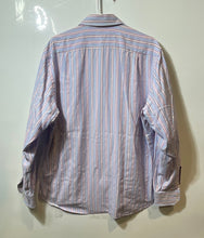 Load image into Gallery viewer, Hugo Boss Mens Blue Pink Striped Cotton Long Sleeve Dress Shirt Size 41/16