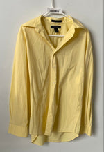 Load image into Gallery viewer, Express Mens Yellow Long Sleeve Stretch Collared Button-Up Shirt Size L