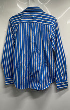 Load image into Gallery viewer, Ann Taylor Womens Blue And White Striped Collared Button-Up Shirt Size Small
