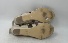 Load image into Gallery viewer, Carvela Womens Beige Gold Leather Back Zip Studded Strappy Sandals Size EU 38