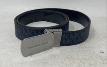 Load image into Gallery viewer, Michael Kors Mens Blue Silver-Tone Buckle Signature Print Reversible Belt
