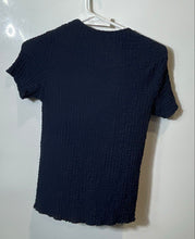 Load image into Gallery viewer, Zara Womens Blue Short Sleeve Crew Neck Stretch Pullover Blouse Top Size S