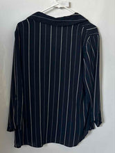 Load image into Gallery viewer, Van Heusen Womens Blue White Striped Long Sleeve Blouse Top Size Large