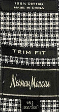 Load image into Gallery viewer, Neiman Marcus Mens White Black Check Cotton Trim Fit Dress Shirt Size 16.5 32/33