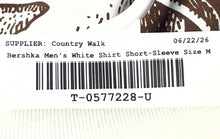 Load image into Gallery viewer, Bershka Mens White Short Sleeve Crew Neck Regular Fit Graphic T-Shirt Size M