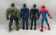 Load image into Gallery viewer, Marvel Hulk Spiderman Captain America Black Panther Action Figure Lot Of 4