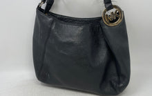 Load image into Gallery viewer, Michael Kors Womens Black Leather Pockets Adjustable Strap Crossbody Handbag