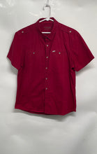 Load image into Gallery viewer, Guess Mens Red Slim Fit Short Sleeve Collared Button-Up Shirt Size Large