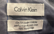 Load image into Gallery viewer, Calvin Klein Mens Gray Printed Long Sleeve Slim Fit Non-Iron Dress Shirt Size 18