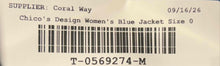 Load image into Gallery viewer, Chico's Design Womens Blue Paisley Denim Dark Wash Spread Collar Jacket Size 0