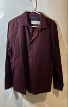 Load image into Gallery viewer, Perry Ellis Mens Burgundy Cotton Slim-Fit Long Sleeve Button-Up Shirt Size L