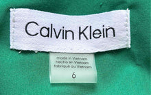 Load image into Gallery viewer, Calvin Klein Womens Green V-Neck Sleeveless Tie Waist Fit & Flare Dress Size 6
