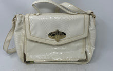 Load image into Gallery viewer, Gianni Bini Womens White Snakeskin Embossed Inner Pockets Shoulder Handbag