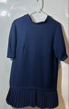 Load image into Gallery viewer, Zara Womens Blue Pleated Short Sleeve Mock Neck Shift Dress Size Small