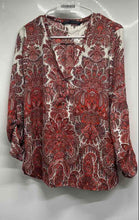 Load image into Gallery viewer, Zara Basic Womens Multicolor Paisley Long Sleeve V-Neck Blouse Top Size Large