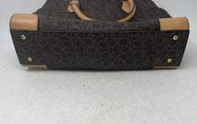Load image into Gallery viewer, Calvin Klein Womens Brown Monogram Leather Bottom Studs Shoulder Satchel Bag