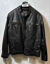 Load image into Gallery viewer, Guess Mens Dark Brown Faux Leather Long Sleeve Full-Zip Motorcycle Jacket Size L