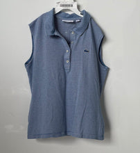 Load image into Gallery viewer, Lacoste Womens Blue Striped Print Collared Sleeveless Polo Shirt Size 36