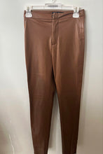 Load image into Gallery viewer, Zara Womens Brown Faux Leather Flat Front Skinny Leg Ankle Pants Size XS