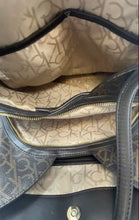 Load image into Gallery viewer, Calvin Klein Womens Brown Monogram Faux Leather Double Handle Shoulder Bag