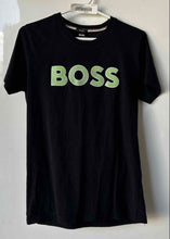 Load image into Gallery viewer, Hugo Boss Mens Black Green Logo Short Sleeve Crew Neck Pullover T-Shirt Size S