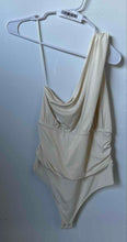 Load image into Gallery viewer, Express Womens Beige Sleeveless One-Shoulder Bodysuit Blouse Top Size Medium