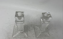 Load image into Gallery viewer, Set Of 2 Pieces Shannon Clear Irish Crystal Square Base Candle Holder With Box