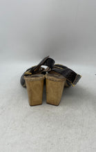 Load image into Gallery viewer, Santa Lolla Womens Brown Peep Toe High Block Heel Slingback Sandals Size 9