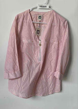 Load image into Gallery viewer, Anne Klein Womens Pink Striped Print Blouse Top Size Medium With Tag