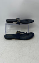 Load image into Gallery viewer, Michael Kors Womens Sidney Blue Leather Slip-On Flat Thong Sandals Size 10M