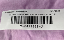 Load image into Gallery viewer, Calvin Klein Mens Pink Cotton Long Sleeve Non-Iron Slim Fit Dress Shirt Size 16