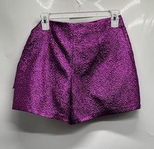 Load image into Gallery viewer, Zara Womens Purple Flat Front Side Zipper Overlapping Short Wrap Skirt Size M
