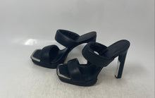 Load image into Gallery viewer, DKNY Womens Ralia Black Leather Slip-On Open Toe Block Platform Heels Sz 5 1/2M
