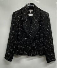 Load image into Gallery viewer, Tahari Womens Black Printed Long Sleeve Notch Lapel One-Button Blazer Size 12