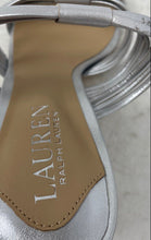 Load image into Gallery viewer, Lauren Ralph Lauren Womens Silver Pleated Slip-On Stiletto Strappy Heels Sz 7.5B