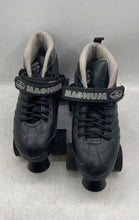 Load image into Gallery viewer, Magnum Mens Black Leather Lace-Up Four Wheel Roller Skates Size 7