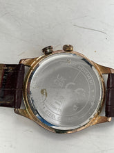Load image into Gallery viewer, Men's Rose Gold & Blue Watch Cream Dial With Brown Leather Band