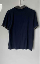 Load image into Gallery viewer, Kenneth Cole Mens Navy Blue Gray Cotton Short Sleeve Collared Polo Shirt Size M