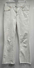 Load image into Gallery viewer, Zara Womens White Raw Hem Pockets Cropped Bootcut Leg Jeans Pants Size 6