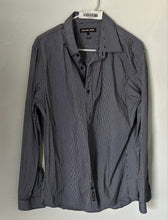 Load image into Gallery viewer, Michael Kors Mens White Black Slim Fit Long Sleeve Button-Up Shirt Size L