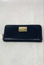 Load image into Gallery viewer, Michael Kors Womens Black Leather Animal Print Inner Pocket Zip-Around Wallet