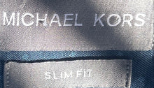 Load image into Gallery viewer, Michael Kors Mens Slate Blue Dotted Slim Fit Long Sleeve Dress Shirt Sz 16 34/35