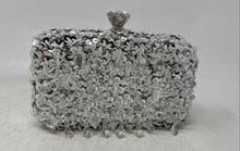 Load image into Gallery viewer, Unbranded Womens Silver With Stones Rectangle Cocktail Small Clutch Purse