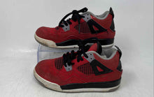 Load image into Gallery viewer, Nike Kids Air Jordan 4 Retro Red Black Round Toe Lace-Up Sneaker Shoes Size 1Y