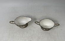 Load image into Gallery viewer, Vintage Silver-Tone Footed Floral Embossed Tea Coffee And Tray Set Of 3 Pcs