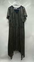 Load image into Gallery viewer, Lane Bryant Womens Silver Black V-Neck Handkerchief Hem A-Line Dress Size 18/20
