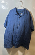 Load image into Gallery viewer, Perry Ellis Mens Blue Linen Short Sleeve Spread Collar Button-Up Shirt Size 3X