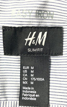 Load image into Gallery viewer, H&M Mens White Black Long Sleeve Collared Slim Fit Button-Up Shirt Size Medium
