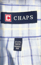 Load image into Gallery viewer, Chaps Mens Blue Plaid Long Sleeve Wrinkle Free Dress Shirt Size 17 - 17 1/2